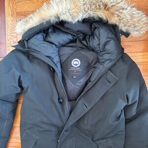 Canada Goose Men's Black Puffer Jacket with Fur Trim